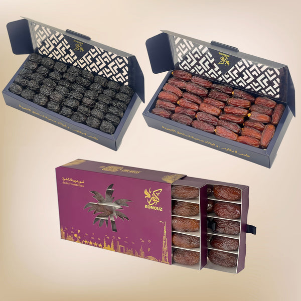 Saudi Heritage Collection box with Organic Medjool, Ajwa, Mabroum dates