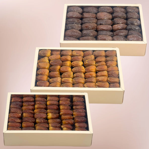 Organic Dates Collection 6 KG with Medjool, Sukkari Soft, Sagai Soft