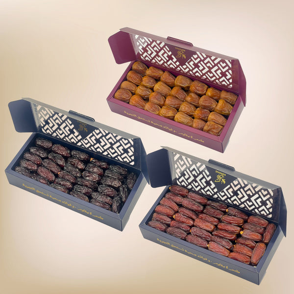Family Collection box with Sukkari Soft Royal, Mabroum, Safawi dates