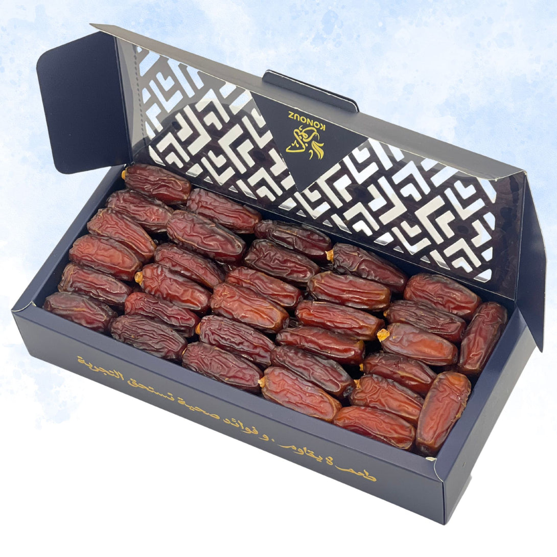 Mabroum dates in 1 KG elegant gift box – premium Saudi dates